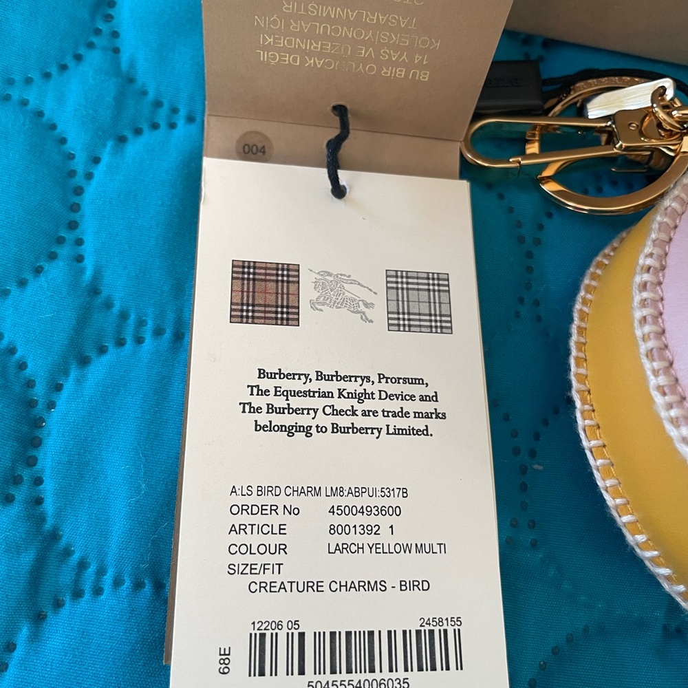 BNWT. Larch Multi Burberry Bird Bag/Key Charm. - Picture 8 of 8